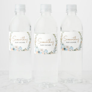 Rótulo De Garrafa De Vinho Chá de fraldas de Abóbora de Flores Azuis