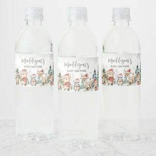 Rótulo De Garrafa De Vinho Chá de fraldas de Animais da Floresta de inverno