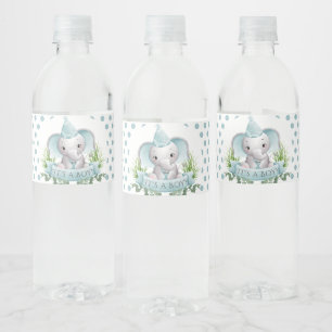 Rótulo De Garrafa De Vinho Chá de fraldas de Bebê Elefante Bonito