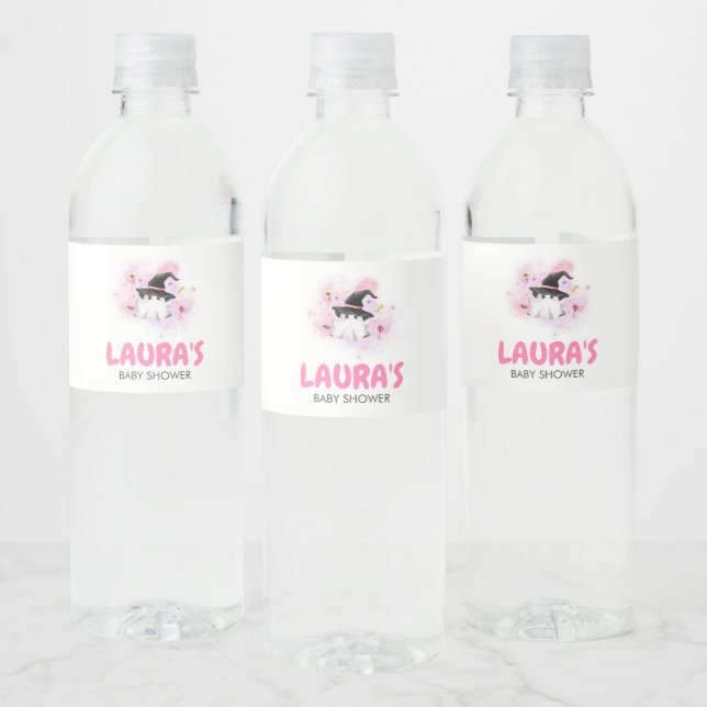 Rótulo De Garrafa De Vinho Chá de fraldas de Bruxa Fantasma Rosa (Garrafas)