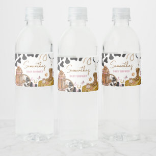 Rótulo De Garrafa De Vinho Chá de fraldas de Cowgirl Ocidental