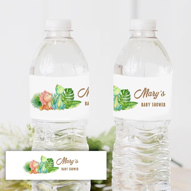 Rótulo De Garrafa De Vinho Chá de fraldas de dinossauro (Criador carregado)