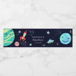 Rótulo De Garrafa De Vinho Chá de fraldas de Garoto das Estrelas do Espaço Ex