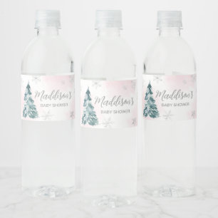 Rótulo De Garrafa De Vinho Chá de fraldas de inverno Frio Fora do Rosa