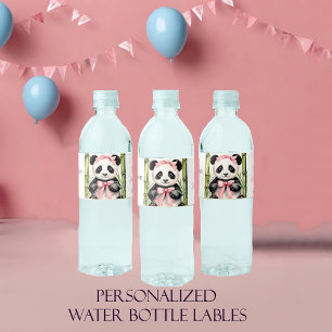 Rótulo De Garrafa De Vinho Chá de fraldas de Meninas Bear Bear Bear Baby Pand