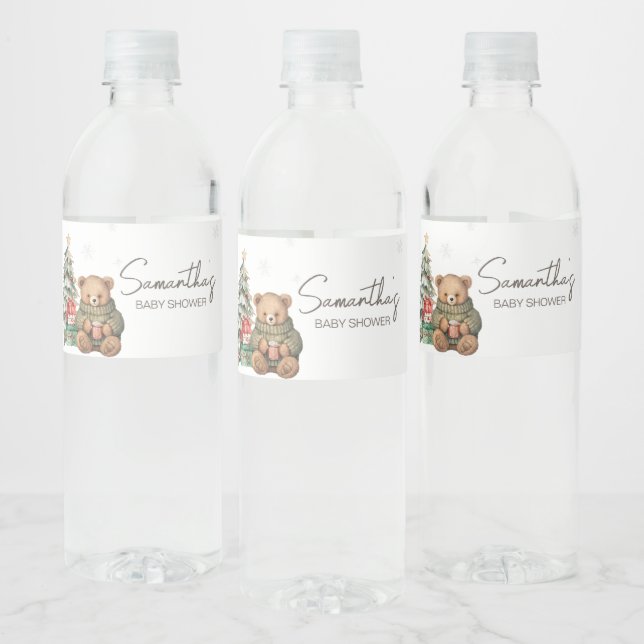 Rótulo De Garrafa De Vinho Chá de fraldas do Urso de Inverno (Garrafas)