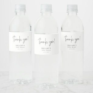 Rótulo De Garrafa De Vinho Chá de fraldas Elegante de Caligrafia Obrigado