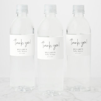 Rótulo De Garrafa De Vinho Chá de fraldas Elegante de Caligrafia Obrigado