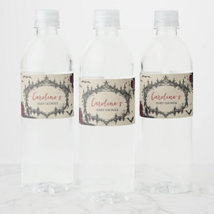 Rótulo De Garrafa De Vinho Chá de fraldas Gótico Floral Vintage