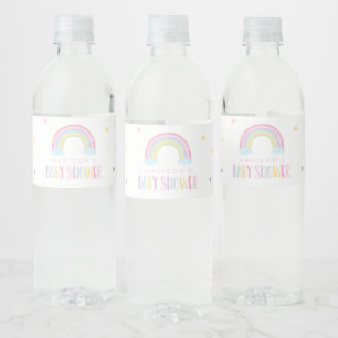 Rótulo De Garrafa De Vinho Chá de fraldas Pastel Rainbow