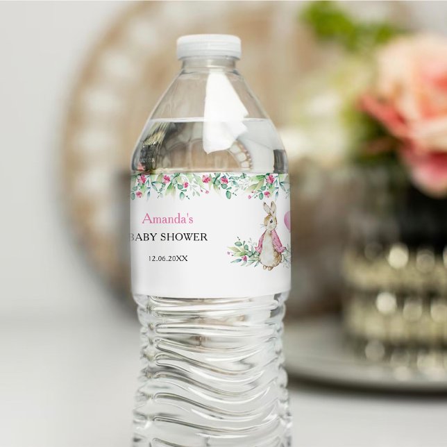 Rótulo De Garrafa De Vinho Chá de fraldas Peter Rabbit (Criador carregado)