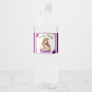 Rótulo De Garrafa De Vinho Chá de fraldas Purple Boho