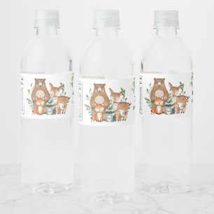 Rótulo De Garrafa De Vinho Chá de fraldas Russo De Animais Da Floresta Cinze