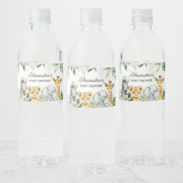 Rótulo De Garrafa De Vinho Chá de fraldas Selgle Safari