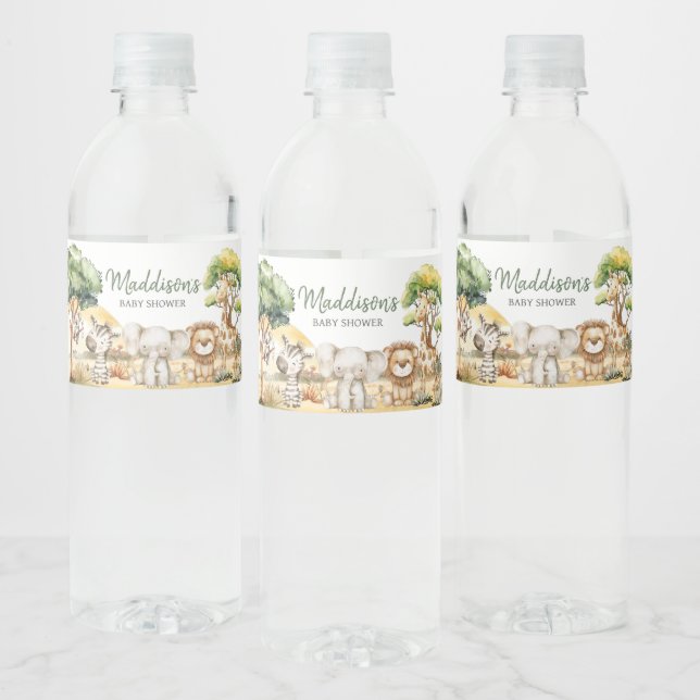 Rótulo De Garrafa De Vinho Chá de fraldas Selgle Safari (Garrafas)