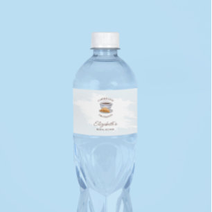 Rótulo De Garrafa De Vinho Chá de Noiva de Café e Croissants