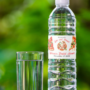 Rótulo De Garrafa De Vinho Chá de Noiva Festa de Pizza e Amor Italiano