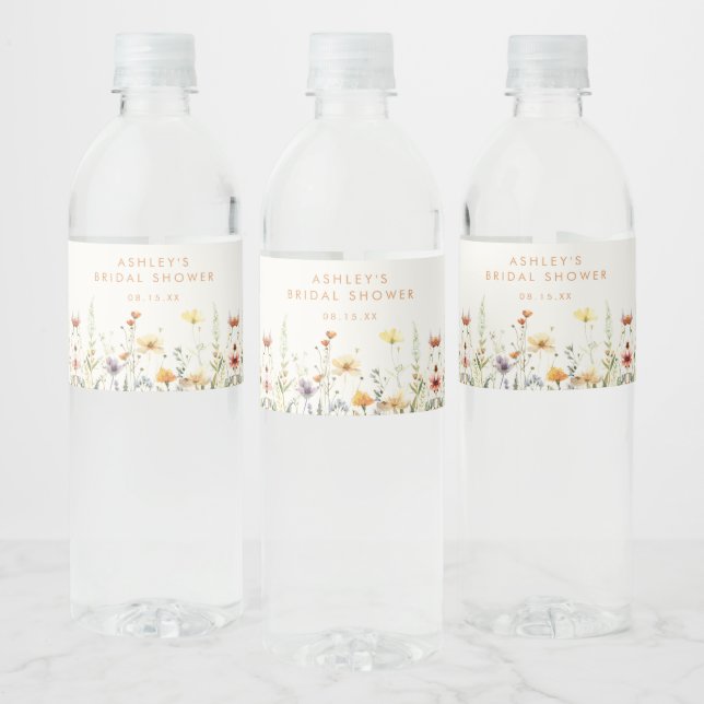Rótulo De Garrafa De Vinho Chá de Noiva Flor Silvestre Rústico (Garrafas)