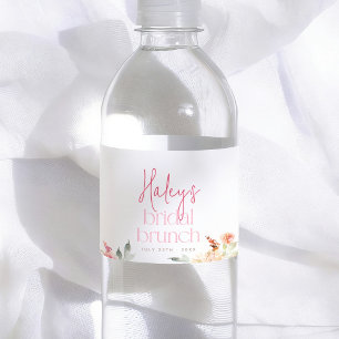 Rótulo De Garrafa De Vinho Chá de Noiva Floral Rosa Brunch