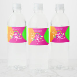 Rótulo De Garrafa De Vinho Chá de Noiva Retro Funky