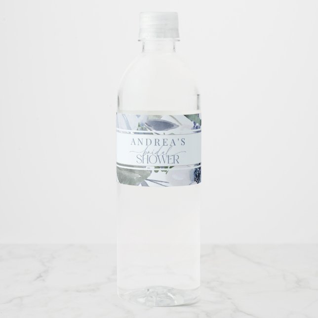 Rótulo De Garrafa De Vinho Chá de panela Azul Dusty (Frente)