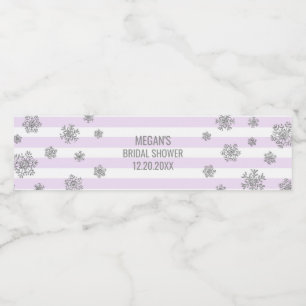 Rótulo De Garrafa De Vinho Chá de panela de inverno com tiras roxas de prata