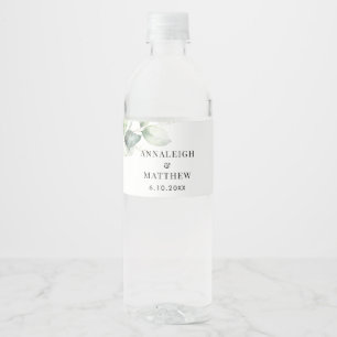 Rótulo De Garrafa De Vinho Chá de panela Elegante Eucalyptus Watercolor
