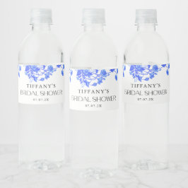 Rótulo De Garrafa De Vinho Chá de panela Floral Azul Toile Francês Vintage