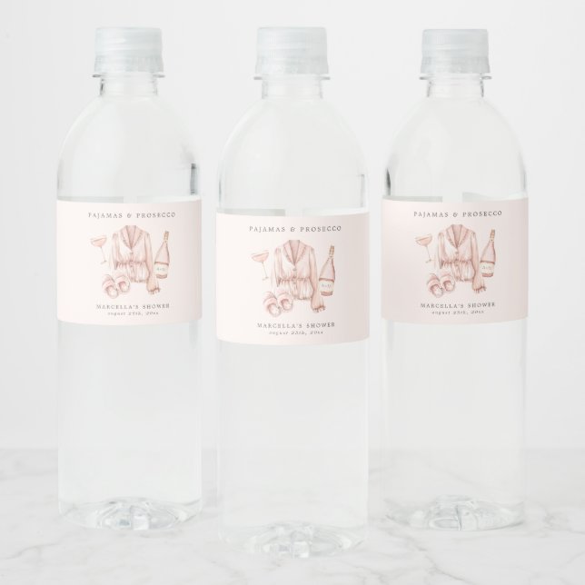 Rótulo De Garrafa De Vinho Chá de panela pijamas e Prosecco - Bachelorette (Garrafas)