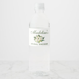 Rótulo De Garrafa De Vinho Chá de panela verde floral da aguarela