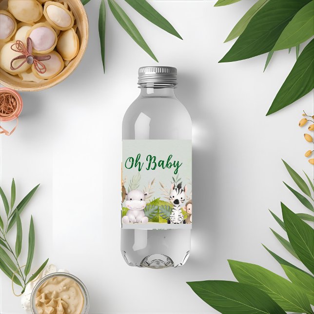 Rótulo De Garrafa De Vinho chá selvagem do bebê da selva Convite tropical (Criador carregado)