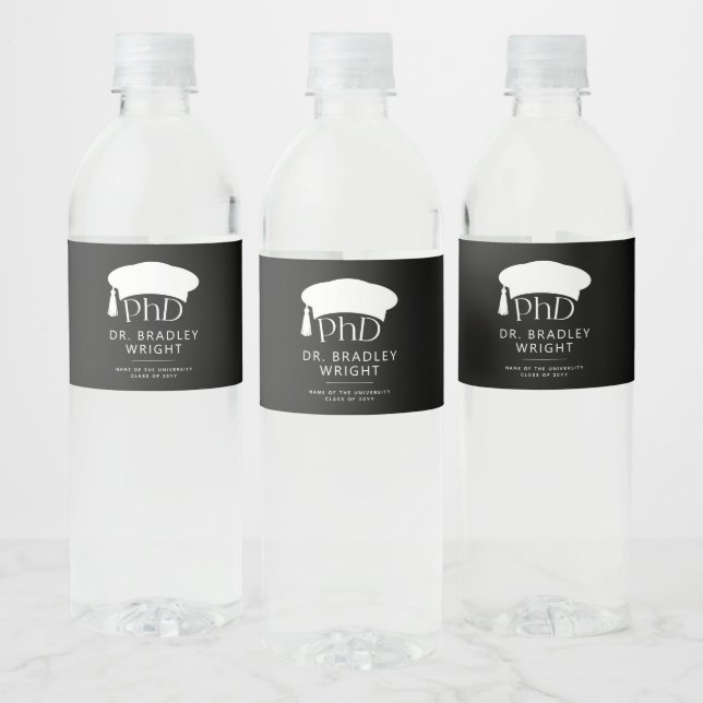 Rótulo De Garrafa De Vinho Chapéu de Doutorado Personalizado PhD Formatura (Garrafas)