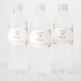 Rótulo De Garrafa De Vinho Chic Lama Blush Floral Festa de aniversário Rosa F