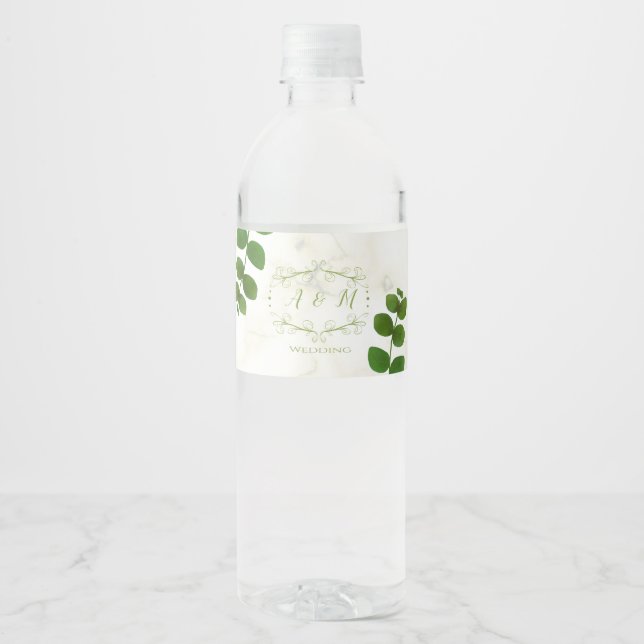 Rótulo De Garrafa De Vinho Chic Verde Casado (Frente)