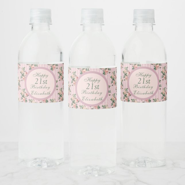 Rótulo De Garrafa De Vinho Chiques e roscas cor-de-rosa pinceladas Nápoles (Garrafas)