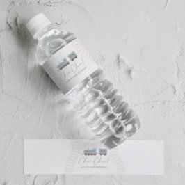 Rótulo De Garrafa De Vinho Choo Choo Train Boys Festa de aniversário Azul