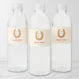 Rótulo De Garrafa De Vinho Chuva de Bebê Ferradura Ocidental Rústica