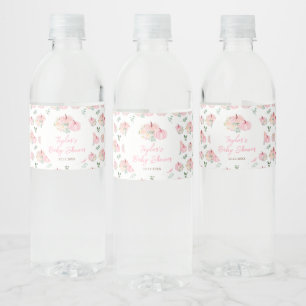 Rótulo De Garrafa De Vinho Chuva de Bebê Floral com Abóboras Rosas