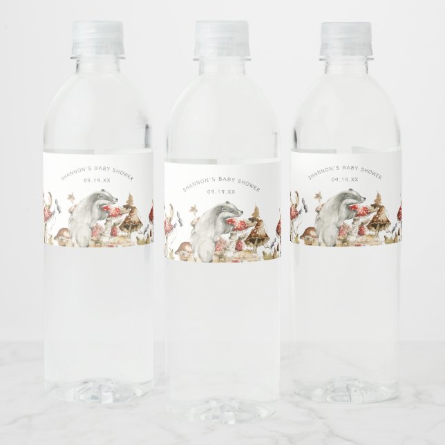 Rótulo De Garrafa De Vinho Chuva de Bebê Floresta de Cogumelos de Outono (Garrafas)