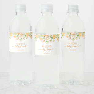 Rótulo De Garrafa De Vinho Chuva de Bebê Menina com Greenery e Rosa Amarela F