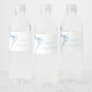 Rótulo De Garrafa De Vinho Chuva de Bebê Menino Arco Azul Elegante Coquete