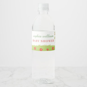 Rótulo De Garrafa De Vinho Chuva de Bebê Pomar de Maçã em Aquarela
