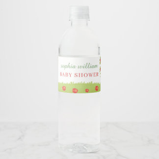 Rótulo De Garrafa De Vinho Chuva de Bebê Pomar de Maçã em Aquarela