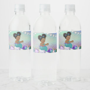 Rótulo De Garrafa De Vinho Chuva de Bebê Sereia Jóia Cabelo Afro