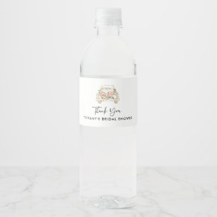 Rótulo De Garrafa De Vinho Chuva de Flores de Pêssego no Chuveiro de Noiva