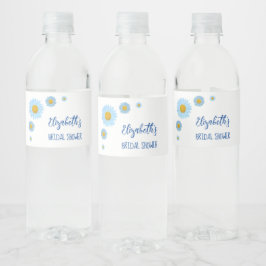 Rótulo De Garrafa De Vinho Chuva de Flores Margaridas Azuis para Noiva