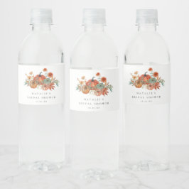Rótulo De Garrafa De Vinho Chuva de Noiva Floral de Abóbora de Outono