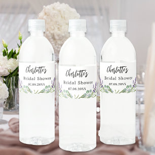 Rótulo De Garrafa De Vinho Chuva de noiva flores lavanda eucalipto