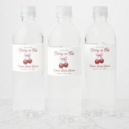 Rótulo De Garrafa De Vinho Chuva de Noiva Rosa Moderno com Cereja no Topo