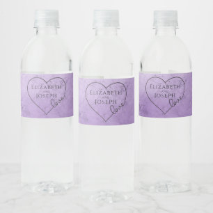 Rótulo De Garrafa De Vinho Chuva de Noiva Roxo Aquarela Coração Amor Casament